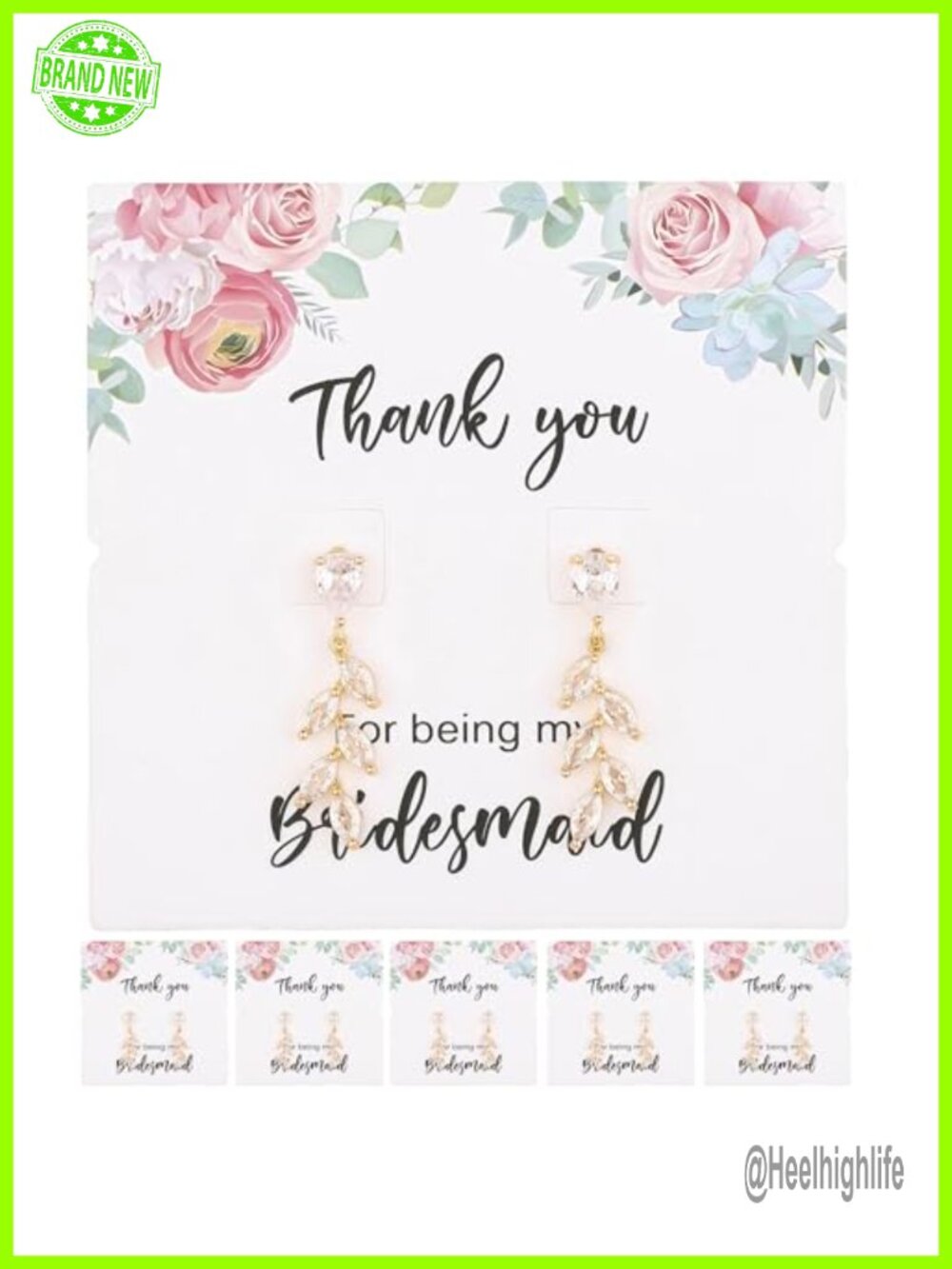 Bridesmaid Earrings Set of 4 6 Leaf Earrings Rose White Gold Plated